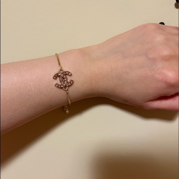 SOLD - Authentic Reworked Pink Gem CC Bracelet - Picture 1 of 5